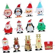 VANZACK 13Pcs Cartoon Wind Up Xmas Party Favors and Stocking Stuffers Fun Clockwork Playthings for Holiday Present for Family and Friends