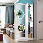 Wall Room Divider, Wall Screen Room Divider, Modern Freestanding Wood Room Divider Screen with Shelf Display Stand, for Hallway Kitchen Apartment Studio Entrance, White(L 90cm/35.4in)