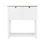 Coffee Bar Cabinet 3-Tier Coffee Bar Table with Magnet Doors Brown White