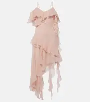 [Blumarine] Blumarine Ruffled silk georgette minidress AU 8 silver