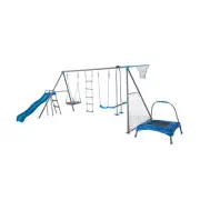 8 Station Swing Set | Kids Outdoor Playground | Trampoline+Slide+Basketball Set