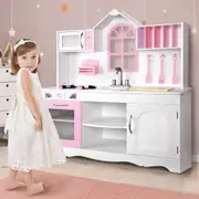 1X Keezi Kids Kitchen Wooden Toys Pretend Role Play Set Children Cooking Cookware