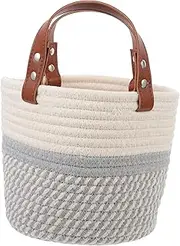 iplusmile Cotton Rope Storage Basket Small Nursery Organizer for Sundries Lightweight and Stylish Desktop Storage with Handles for Decor