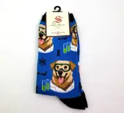 Sock Smith Womens One Size Blue Cotton Dog Scientists Graphic Crew Socks