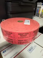 Light Red Double Roll Raffle Tickets/Coupons 2000 Tickets Per Roll New!!!