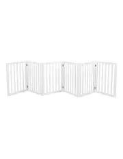 [PaWz] 6 Panels Wooden Dog Fence in White