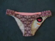 NWT NOBO Jr Medium 7/9 Cheeky Bikini Bottom Pink White Burgundy High Cut Leg