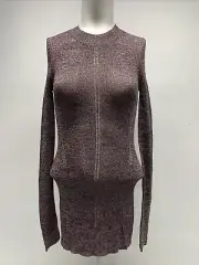 Christopher Kane Sweater NA Metallic Jumper Thin Knit Sparkle Long Sleeve New XS