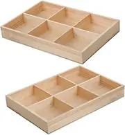 Wooden Boys and Girls Art Tool: 2pcs 6-slot Storage Tray Pencil Case Crayon Holder Marker Organizer Desk Art Supply Storage Box