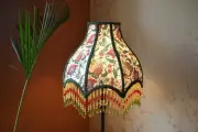Lampshade scallop ivory print hand-stitched table lampshade floor lampshade