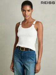 Reiss White Isabella Stretch-Cotton D-Ring Strap Vest (AP8508) | $80