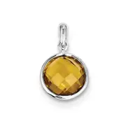 Sterling Silver Rhodium-plated Whiskey Quartz Pendant
