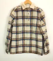 asos design womens overshirt beige in textured wool mix check borg collar size S