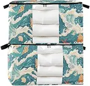 Yoogain 95 L zippered clothing storage with Reinforced Handles, clear window under bed organizer for Blankets, Comforters, and Clothes