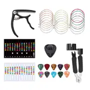 18PCS Guitar Strings Kit,Acoustic Guitar Changing Tool,Acoustic Strings,Guitar Picks,Capo,Scale Sti random color