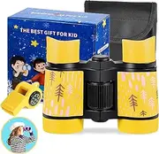 Kid Binoculars High Resolution Best Gifts for 3-12 Years Boys Girls Optics Shockproof Mini Compact Binocuolar Toys Folding Small Telescope for Bird Watching Camping Outdoor Play