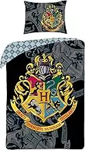 Halantex Harry Potter Bed Linen Set, 140 x 200 cm Duvet Cover 70 x 90 cm Pillowcase 100% Cotton, Ron Hogwarts Hermione Ravenclaw Hufflepuff