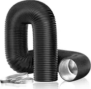 Hon&Guan 100 mm x 2.5 m Aluminum Foil Insulated Flexible Duct, Dryer Vent Hose for HVAC Ventilation and Duct Fan Systems, 2 Clamps Include
