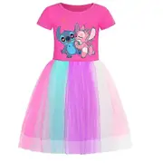 Lilo And Stitch Kids Summer Lilo Stitch Cosplay Dress Baby Girls Cute Lace Princess Dress Toddler Girls Birthday Party Dresses Safe and Top Quality...