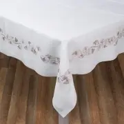 NEW Serenk Gingko Linen Tablecloth Beige 155x250cm