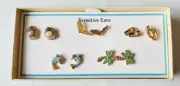 Bay Studio Stud Back Earrings 5 Pair Sensitive Ears Dolphins Shells Palms Flip F
