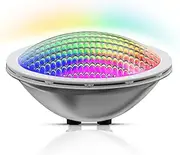 LyLmLe LED Pool Lighting PAR56 30 W Pool Lamp LED Underwater RGB Colour Changing Multicoloured 316L Stainless Steel IP68 Waterproof Pool Headlight On/Off Switch 12 V AC (No Remote Control)