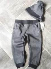 Toddler's Jogger Pants/Beenie Cap Set BUFFALO David Bitton 3T Charcoal $40 NWT