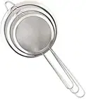 Set of 3 Food Colanders - Stainless Steel Premium Fine Mesh Strainer Sieve Fl...