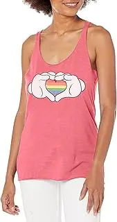 [Disney] Classic Mickey Rainbow Love Women's Racerback Tank Top, Pink Heather, XX-Large