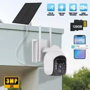 3MP 2K Solar Security Camera Battery Powered Outdoor Wireless WiFi IP Camera