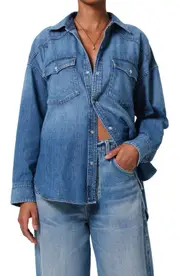 Citizens of Humanity Kayla Western Denim Snap-Up Shirt in Douro at Nordstrom, Size X-Small