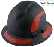 Pyramex Ridgeline Full Brim Hard Hat Matte Black with Red Reflective Decals