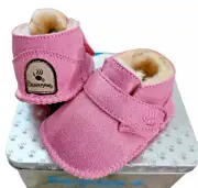 Bearpaw Skylar Baby Girl Wool Lined Suede Booties Pink Size M (6-12 Months) NEW
