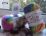 Yarn Alize Bahar batik yarn 100% mercerized cotton yarn multicolor yarn colorful