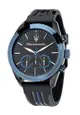 【2年保修】 瑪莎拉蒂 Traguardo 黑色/藍色PU計時手錶 R8871612006