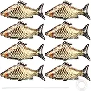 8 Pack 33 Inch Fish Balloons Large Realistic Fishing Foil Balloons Inflatable Fish Foil Balloons Simulated Fish Balloon with Ribbon for Birthday Fishing Theme Party Supplies