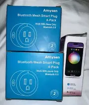 Amysen Smart Plug 2-4pk Bundle W/Smart Bulb Works w/Amazon Alexa Only. Free Ship