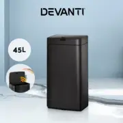 Devanti 45L Motion Sensor Bin Rubbish Automatic Trash Can Kitchen Black