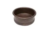 Premier Copper VRT15DB Round Vessel Tub Hammered Copper Bathroom Sink