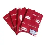 Set Of 4 Cloth Napkins Bright Red White Table Linens 17” Square Fabric