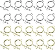 HAIKING Bracelet Toggle Clasps, 20 PCS T Bar Clasps Ring Connectors for DIY Craft, Necklace Bracelet Jewelry Making Accessories (Gold & Silver)