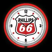 15" Phillips 66 Gas Oil Sign Red Double Neon Clock Garage Man Cave