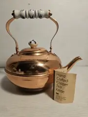 Vintage Manor House Solid Copper, Brass Tea Pot, Ceramic Handle & Knob, NEW