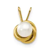14k 14kt Yellow Gold Madi K 4mm FW Cultured Pearl Love Knot Pendant