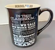 New Laurie Veasey Mug Our Name is Mud School Rules Black & White 16oz Great Gift