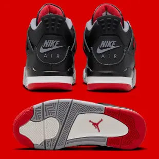 【NIKE 耐吉】休閒鞋 AIR JORDAN 4 RETRO GS BRED REIMAGINED 黑紅 大童 女鞋 FQ8213-006