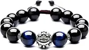 [YANYUESHOP] Feng Shui Pixiu Natural Obsidian Bracelet Sterling Silver Healling Crystal Chakra Meditation Energy Charm Bracelet Bring Prosperity,14mm Cinnabar (Size : 14mm)