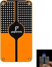 PIPITA Refillable Torch Lighter, Butane Gas Jet Flame Lighter with Punch, Windproof Adjustable Blue Flame Metal Lighter for Kitchen,Outdoor,Gifts(Without Butane Gas)
