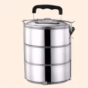 Stackable 3-Tier Stainless Steel Lunch Bento Box Tiffin Storage Pot