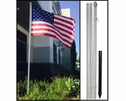 10ft Flag Pole In Ground Pole Pole & Stake Kit Outdoor Flag Pole Silver 10' Pole